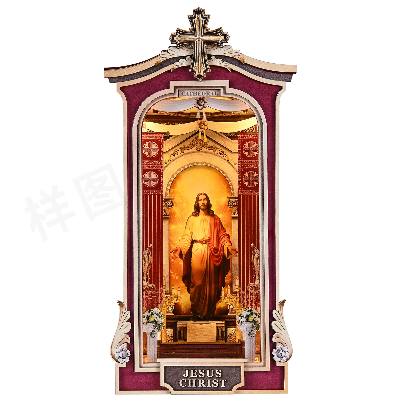 DIY Book Nook Cathedral 3D Wooden Puzzle Bookend Kit with Light Effect DIY Book Nook Cathedral 3D Wooden Puzzle Bookend Kit with Light Effect - Image 7