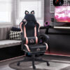 Pink and Black Gaming Chair with Footrest and Cat Ears – Reclining Ergonomic Office Chair
