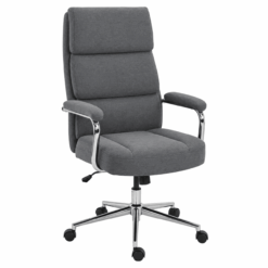 Charcoal Grey Office Gaming Chair – Ergonomic Linen Fabric Swivel Desk Chair