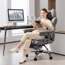 Alternative view of Charcoal Grey Office Gaming Chair – Ergonomic Linen Fabric Swivel Desk Chair