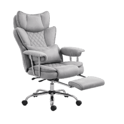 Grey Reclining Gaming Chair with Footrest – High Back Ergonomic Office Chair