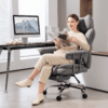 Grey Reclining Gaming Chair with Footrest – High Back Ergonomic Office Chair
