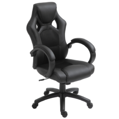Executive Racing Gaming Office Chair – Black PU Leather Swivel Computer Desk Chair