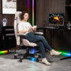 Pink Velvet Gaming Chair with Lumbar Support – Ergonomic Swivel Office Chair