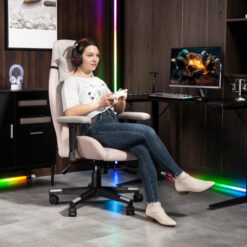 Alternative view of Pink Velvet Gaming Chair with Lumbar Support – Ergonomic Swivel Office Chair