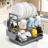 Grey 2 Tier Dish Drainer Rack – Detachable Kitchen Drying Organiser