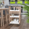 Kitchen Serving Trolley with Wheels – Bamboo MDF Storage Cart 74.5 cm