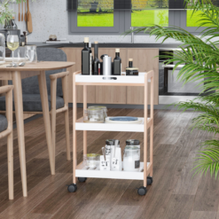 Alternative view of Kitchen Serving Trolley with Wheels – Bamboo MDF Storage Cart 74.5 cm