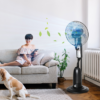 Pedestal Fan with Water Mist Spray – Black Standing Fan with 2.8L Tank