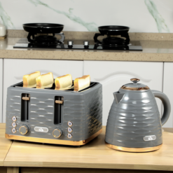 Alternative view of Grey Kettle and Toaster Set – 1.7L Rapid Boil Kettle and 4 Slice Toaster