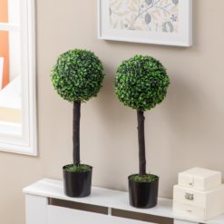 Alternative view of Set of 2 Artificial Boxwood Ball Trees in Pots – 60cm Indoor Outdoor Plants
