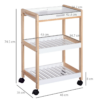 Kitchen Serving Trolley with Wheels – Bamboo MDF Storage Cart 74.5 cm