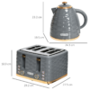 Grey Kettle and Toaster Set – 1.7L Rapid Boil Kettle and 4 Slice Toaster