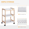 Kitchen Serving Trolley with Wheels – Bamboo MDF Storage Cart 74.5 cm