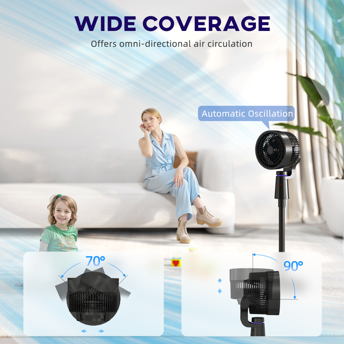 Pedestal Air Circulation Fan with Oscillating – Remote Control Cooling Fan Pedestal Air Circulation Fan with Oscillating – Remote Control Cooling Fan - Image 5