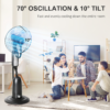 Pedestal Fan with Water Mist Spray – Black Standing Fan with 2.8L Tank