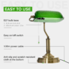 Banker’s Table Lamp with Antique Bronze Base – Glass Shade Desk Light