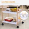 Kitchen Serving Trolley with Wheels – Bamboo MDF Storage Cart 74.5 cm
