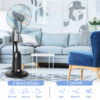 Pedestal Fan with Water Mist Spray – Black Standing Fan with 2.8L Tank