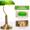 Banker’s Table Lamp with Antique Bronze Base – Glass Shade Desk Light