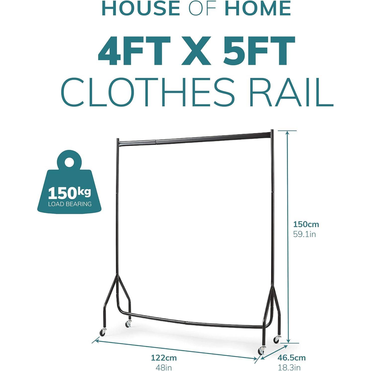 4ft Heavy Duty Clothes Rail – White Freestanding Garment Hanging Rack 4ft Heavy Duty Clothes Rail – White Freestanding Garment Hanging Rack - Image 7