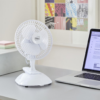 White Mini Clip Desk Fan – 6 Inch 2 Speed Fan with Base Mount