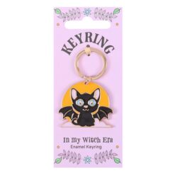 Alternative view of In My Witch Era Bat Cat and Moon Enamel Keyring