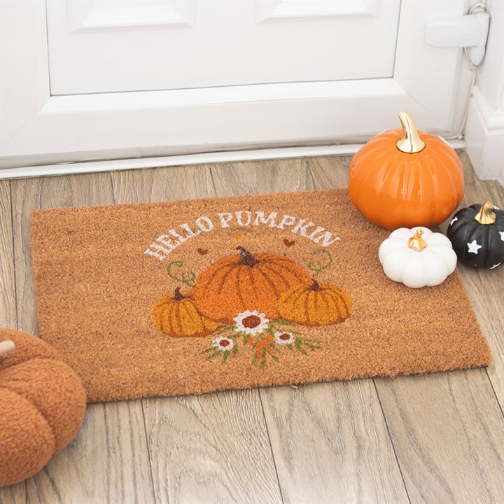 Natural Autumn Days Hello Pumpkin Doormat Natural Autumn Days Hello Pumpkin Doormat