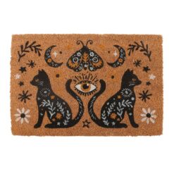 Alternative view of Natural Frightful Folk Cat Doormat