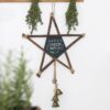 Green Witch Hanging Willow Pentagram with Bells Green Witch Hanging Willow Pentagram with Bells