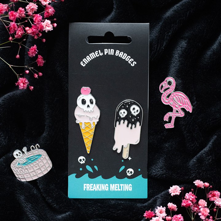 Freaking Melting Ice Cream Enamel Pin Badges Freaking Melting Ice Cream Enamel Pin Badges