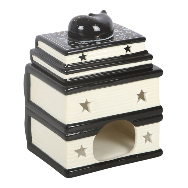 Black Cat Book Stack Oil Burner with Cat Black Cat Book Stack Oil Burner with Cat - Image 4