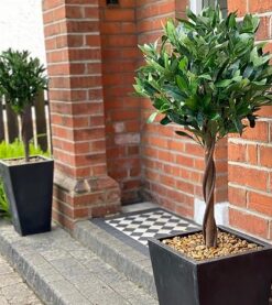 Pair of 120cm Artificial Twist Bay Laurel Ball Trees – Natural Topiary Plants