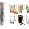 Latte Glass Set with Coffee Pod Stand – 6 Glasses and Chrome Capsule Holder