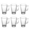 Latte Glass Set with Coffee Pod Stand – 6 Glasses and Chrome Capsule Holder