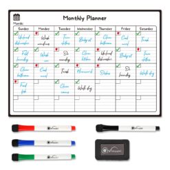 Magnetic Monthly Planner Whiteboard with Markers and Eraser – Organiser Board