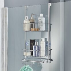 Over Door Shower Caddy with Nano Coating – 2 Tier Bathroom Storage Organiser