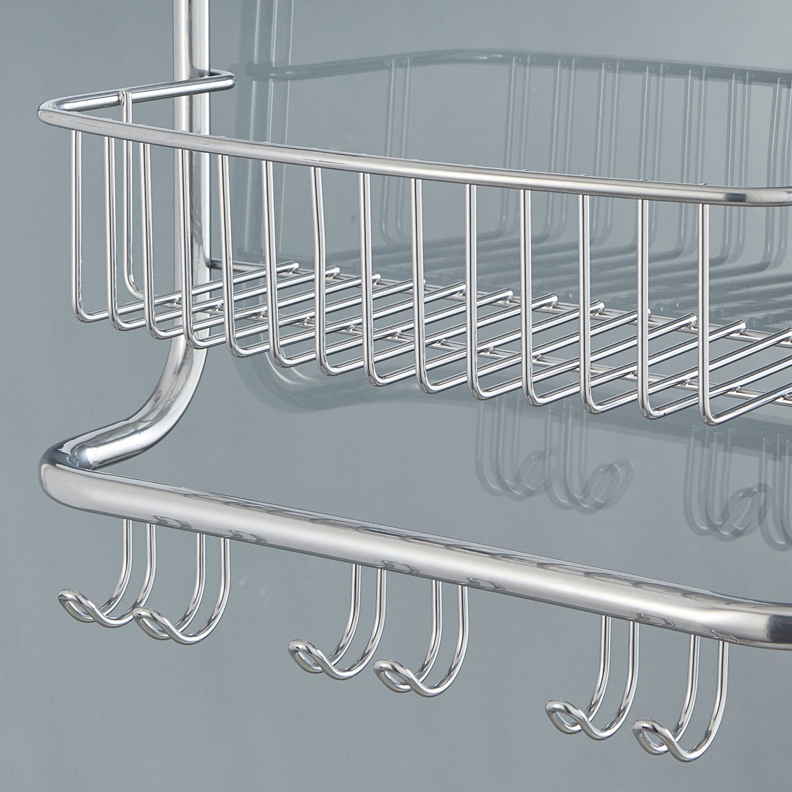 Over Door Shower Caddy with Nano Coating – 2 Tier Bathroom Storage Organiser Over Door Shower Caddy with Nano Coating – 2 Tier Bathroom Storage Organiser - Image 3