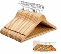 20 Pack Wooden Coat Hangers – Natural Wooden Suit and Clothes Hangers