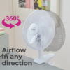 White Mini Clip Desk Fan – 6 Inch 2 Speed Fan with Base Mount