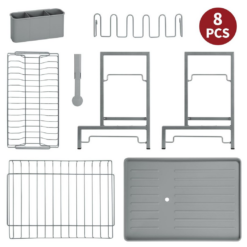 Alternative view of Grey 2 Tier Dish Drainer Rack – Detachable Kitchen Drying Organiser