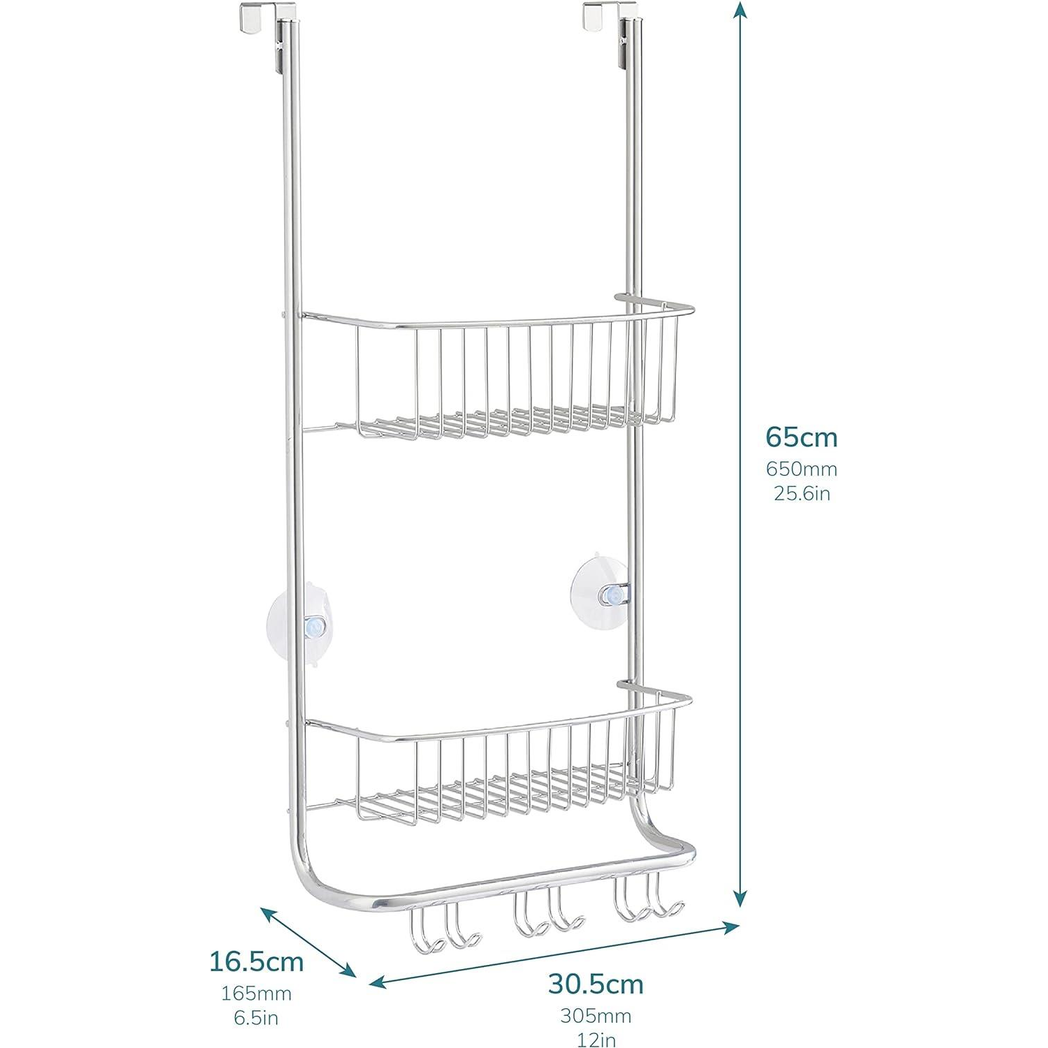 Over Door Shower Caddy with Nano Coating – 2 Tier Bathroom Storage Organiser Over Door Shower Caddy with Nano Coating – 2 Tier Bathroom Storage Organiser - Image 7