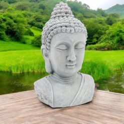 Alternative view of 49 x 33cm Buddha Head Ornament – Decorative Indoor Outdoor Statue