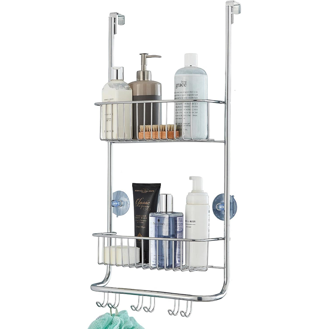 Over Door Shower Caddy with Nano Coating – 2 Tier Bathroom Storage Organiser Over Door Shower Caddy with Nano Coating – 2 Tier Bathroom Storage Organiser - Image 6