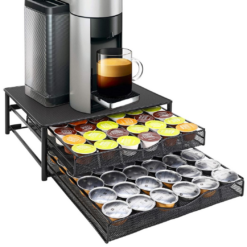 Black Coffee Pod Double Drawer Storage Holder – Capsule Organiser Stand