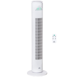 White Tower Fan with Remote Control – 3 Speed Oscillating Cooling Fan with Timer