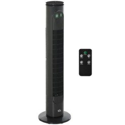 Dark Grey Tower Fan with Remote Control – 3 Speed Oscillating Cooling Fan with Timer