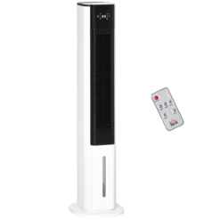 Quiet White Air Cooler Humidifier – Evaporative Ice Cooling Fan with Remote