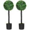 Set of 2 Artificial Boxwood Ball Trees in Pots – 60cm Indoor Outdoor Plants
