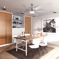 Alternative view of Reversible Ceiling Fan with Light, 3 Blades LED Lighting Remote Silver Fan